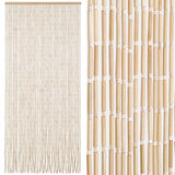 BECHAEO Handmade Bamboo Beaded Curtain for Doorway 65 Strands Door Beads Curtain Hanging Room Divider for Hallway Window Closet Boho Rustic Hippie Home Store Decor, 35.5 x 75 Inches Natural BECHAEO
