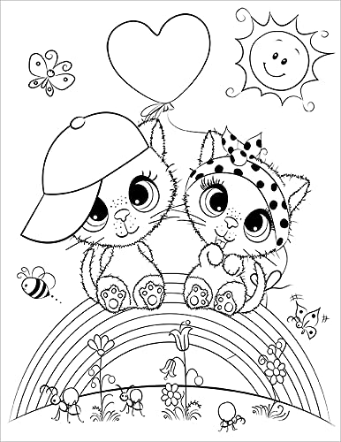 Cute Cats Coloring Book for Kids Ages 4-8: Adorable Cartoon Cats, Kittens & Caticorns (Coloring Books for Kids) WoodArtSupply