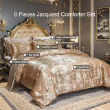 Queen Size 8-Piece Jacquard Comforter Set with Satin Sheets Set – Elegant Coordinated Bedding Collection for Bedroom Bedding_Dreamer