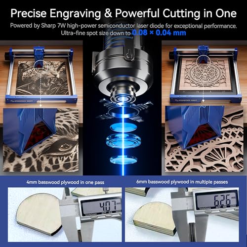 ATOMSTACK Swift 7W Laser Engraver, Swift 7W Laser Cutter, 0.06mm High Accuracy Laser Engraving Machine for Wood and Metal, Dark Acrylic, Glass, Leather Blue ATOMSTACK