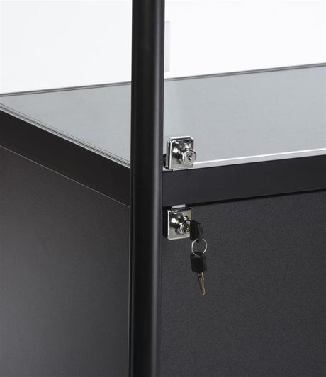 Displays2go 72" Curio Cabinet, 4 Display Levels, LED Top Lighting, Locking Door and Storage Base - Black (SCTWRLD24) Displays2go