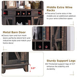 OKD Corner Bar Storage Cabinet, 72" Tall Farmhouse Wine Bar Cabinet w/Barn Door & Adjustable Shelf, Home Bar Cabinet w/LED Light & Glass Rack for Dining Room, Living Room, Kitchen, Dark Rustic Oak OKD