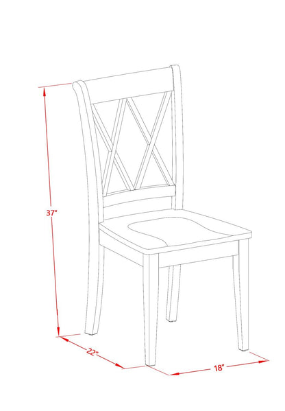 East West Furniture OXCL3-MAH-W Oxford 3 Piece Modern Set Contains a Square Wooden Table and 2 Dining Chairs, 36x36 Inch - WoodArtSupply