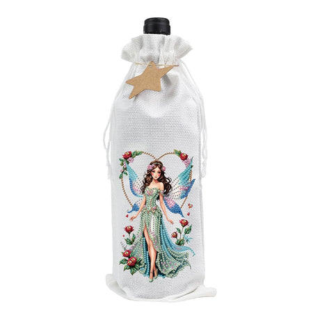 Diamond Art Painting Wine Bottle Gift Bags Kit DIY Linen Wine Wrapping Bags with Diamond Art Design, Champagne Decorative Bags for Christmas, Weddings, Birthdays, and Parties (Fairy) WoodArtSupply