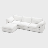 Modular Cloud Sofa, 110.2" Cloud Sectional Couches with Deep Seat, L-Shape 3-Seat Couch with Ottoman for Living Room, Modern Comfy Couch with Washable Cover, Wide Armrest (White,1 Ottoman) Vorthio