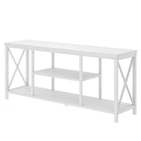 EXCEFUR 55 inch TV Stand for TV up to 65 inch, Modern Media TV Console with Storage Shelves, Entertainment Center for Living Room, Bedroom, White Oak EXCEFUR