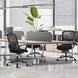DUMOS Home Office Chair, Mid Back Computer Ergonomic Mesh Desk with Large Seat, Executive Height Adjustable Swivel Task with Lumbar Support and Armrest, for Adults, Black DUMOS