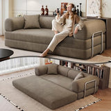 ZEIINPA 79" Convertible Sleeper Sofa Bed, Modern Corduroy Floor Couch Bed with Silver Fixed-Shape Frame, Modular Sofa Couch with Pull Out Bed, Loveseat Sleeper Boneless Couches for Living Room, Camel ZEIINPA