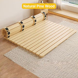 Folding Bed Frame, Natural Solid Wood Bed Frame,Japanese Platform Bed Frame Wooden Slatted Pallet Floor Bed, Roll-Up Slatted, 79" Lx39.4 W SUZEPER
