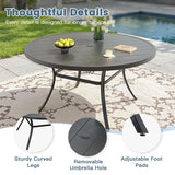 DIFY 11 Pieces Outdoor Patio Dining Set for 10, 60" Black Round Metal Dining Table and 10 Blue Stackable Sling Dining Chairs, Outdoor Table and Chairs for Lawn Garden Backyard Deck DIFY