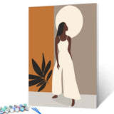 Afro Girl Painting Fashion Black Women Paint by Number Kits 16 x 20 inch Canvas DIY Tropical Leaves Oil Painting for Kids Adults Beginner with Brushes and Acrylic Nordics Boho Art Gift(Frameless) TUMOVO