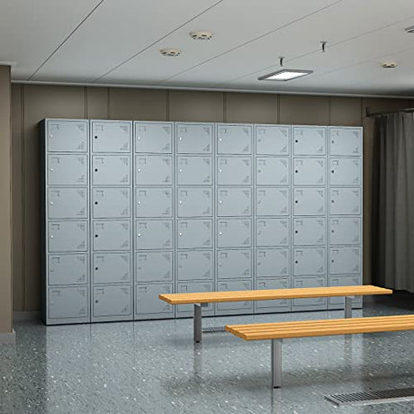 PEUKC Metal Locker Cabinet with 6 Doors, 71" Storage for Employees, 6 Tier Steel Locker with Lock and Keys for School, Gym, Home, Office Staff (Grey) PEUKC