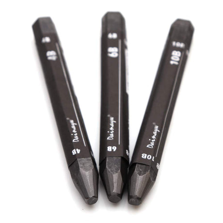 dainayw Graphite Stick Set - Water Soluble - 4B 6B 10B, Art Drawing Supplies for Sketch & Shading Pencils, Artist Sketching - 3 Pcs dainayw