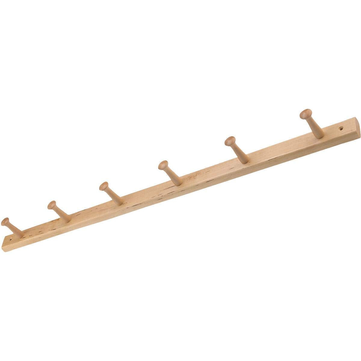 iDesign Wood Wall Mount Coat Rack with 6 Pegs for Mudroom, Entryway, Kitchen, Closet and More, 32.3" x 2.8" x 1.5", Natural Wood InterDesign