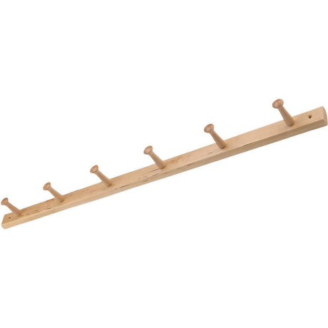 iDesign Wood Wall Mount Coat Rack with 6 Pegs for Mudroom, Entryway, Kitchen, Closet and More, 32.3" x 2.8" x 1.5", Natural Wood InterDesign