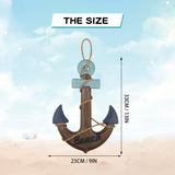2 Pack 13" Nautical Beach Wooden Ship Wheel and 13" Wooden Anchor with Rope Nautical Boat Steering Wheel Rudder Anchor Wall Art Decor Door Hanging Ornament Beach Theme Home Decoration(Retro Brown) Meching