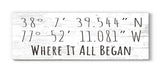 Personalized GPS Coordinate Wall Sign - Custom Home Décor 16.5 x 5.5 - Solid Wood - (Simple) Broad Bay