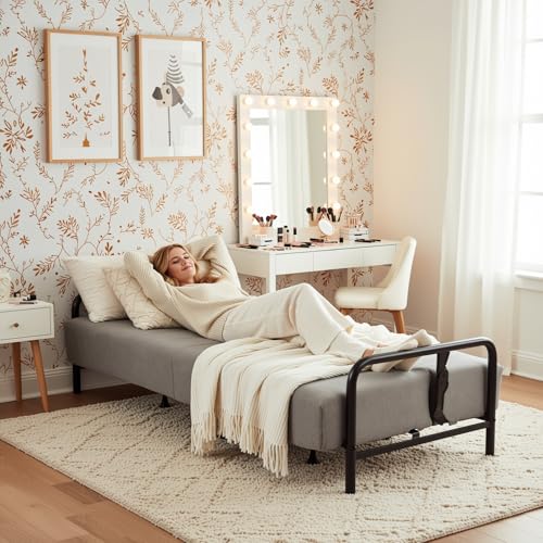 Homy Casa Modern Grey Futon Sofa Bed with Arm, 78.74" 3-Position Adjustable Backrest, Metal Frame, Capacity 500 lbs, Convertible Daybed for Living Room/Guest Room/Studio Apartment Homy Casa