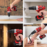 Cordless Drill Set, 20V Power Drill Kit with 2 X 2.0AH Battery, 44pcs Drill/Driver Bits, 1 Box Screws, Bubble Level, 3/8'' Chuck Electric Drill, 32NM, 21+3 Position, 2 Variable Speed KITLUCK