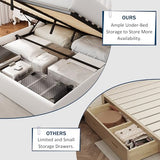 GalnFu Full Size Lift Up Storage Bed, Upholstered Velvet Platform Bed Frame with Wingback Headboard, Hydraulic System, Solid Wooden Slats Support, No Box Spring Needed, Easy Assembly, White GalnFu