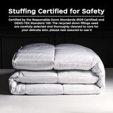 puredown® Goose Feather Comforter Full/Queen Size - All Season Duvet Insert, Ultra Soft Stripe 100% Cotton Shell Hotel Collection Comforters, 500 Thread Count with Ties (90x90'',Stripe White) puredown