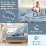 Comfort Spaces 100% Cotton Sheet Set Breathable, Lightweight, Soft with 14" Elastic Pocket Fits up to 16" Mattress, All Season Cozy Bedding, Matching Pillow Case, Full Blue 4 Piece Comfort Spaces