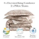 Southshore Fine Living, Inc. Oversized Comforter King Size Bed Set, Down Alternative Paisley Bedspread, Reversible Bedding Sets, California/King Sized Comforter & Matching Shams, Taupe/White Southshore Fine Living, Inc.