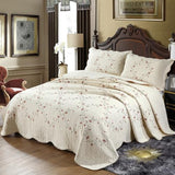 vctops 3-Piece Floral Embroidered Bedspread Coverlet Set 100% Cotton Reversible Patchwork 1 Quilt and 2 Pillow Shams Full/Queen, Flower vctops