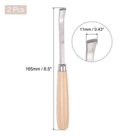 uxcell Wood Chisels Carving Knife, 10mm Chrome Plated 45# Carbon Steel Curved Straight Tip Woodworking Hand Tool Graver 165mm (6.5-Inch) Length, 2pcs uxcell