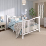 Dream On Me Violet 7-in-1 Convertible Full-Size Baby Crib with Toddler, Day & Full Bed Conversion in White, GreenGuard Gold & BSA, 3 Mattress Heights, Sustainable Pinewoo