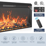 BELLEZE 74 Inch Rustic TV Stand with 48" Electric Fireplace, Extra Large Entertainment Center with Storage Cabinets & 4 Drawers, Media Console Table for Living Room Bedroom (Camel) BELLEZE