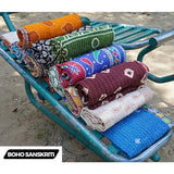 Boho Sanskriti Indian Quilt Vintage Bedspreads,Throws,Ralli, Lot Kantha Reversible Bedcover Bedspread Throw Cotton Blanket Gudari -Single Pieces, Twin Boho Sanskriti