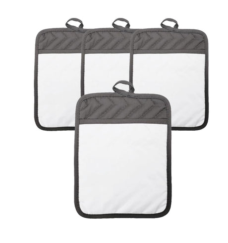 Gray Grey Sublimation Blanks 9"x7" Polyester/Cotton Pot Holders with Sublimation Pocket DIY Set of 4 Tromic