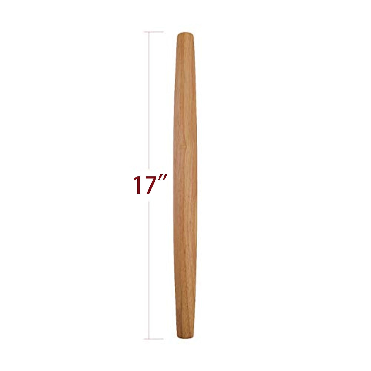 French Rolling Pin (17 Inches) –WoodenRoll Pin for Fondant, Pie Crust, Cookie, Pastry, Dough –Tapered Design & Smooth Construction - Essential Kitchen Utensil