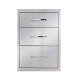 yuxiangBBQ Outdoor Kitchen Drawers Stainless Steel 3-Drawer BBQ Drawer 14" W x 20.5" H x 23" D Enclosed Built-in Drawer Flush Mount for Outdoor Kitchens & BBQ Islands yuxiangBBQ