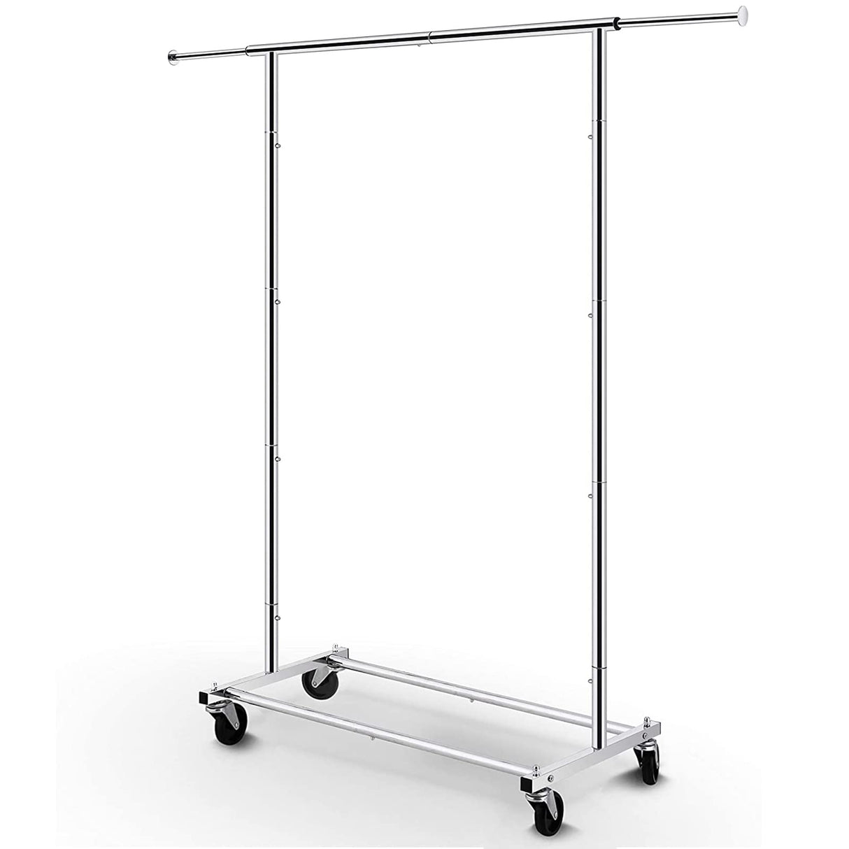 Simple Trending Standard Rod Clothing Garment Rack, Rolling Clothes Organizer on Wheels for Hanging Clothes, Chrome Simple Trending