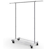 Simple Trending Standard Rod Clothing Garment Rack, Rolling Clothes Organizer on Wheels for Hanging Clothes, Chrome Simple Trending