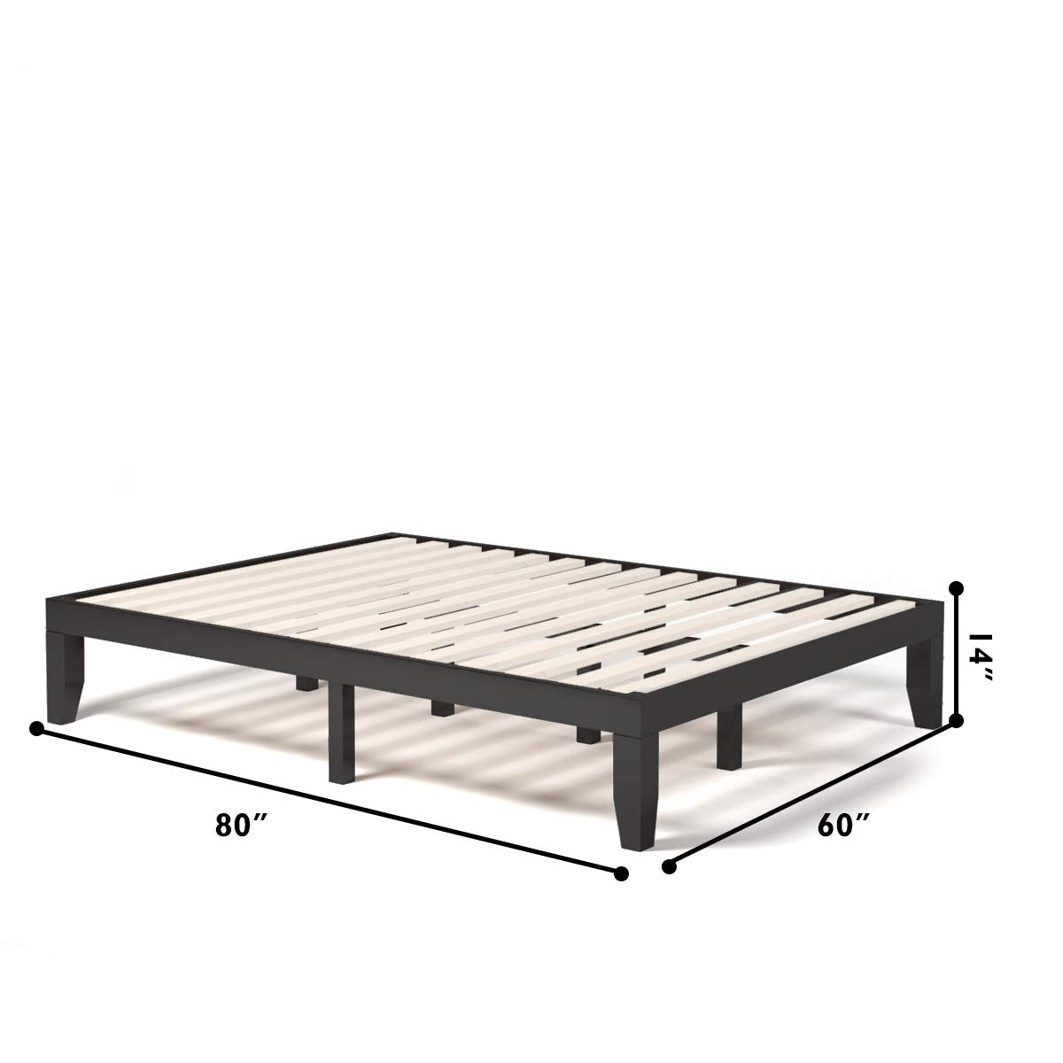 Giantex Queen Wood Platform Bed Frame, 14 Inch Solid Rubber Wood Mattress Foundation, Heavy Duty Wood Slats Support, No Box Spring Needed, Easy Assembly, Espresso Giantex