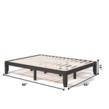 Giantex Queen Wood Platform Bed Frame, 14 Inch Solid Rubber Wood Mattress Foundation, Heavy Duty Wood Slats Support, No Box Spring Needed, Easy Assembly, Espresso Giantex