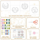 BEUNITONE 4 Set Embroidery Kit for Beginners, Wreath and Bird Cross Stitch Kits, Needlepoint Kits for Adults with Instructions and Full Kit, Elegant Hand Embroidery Patterns for Cloth and Home Decor