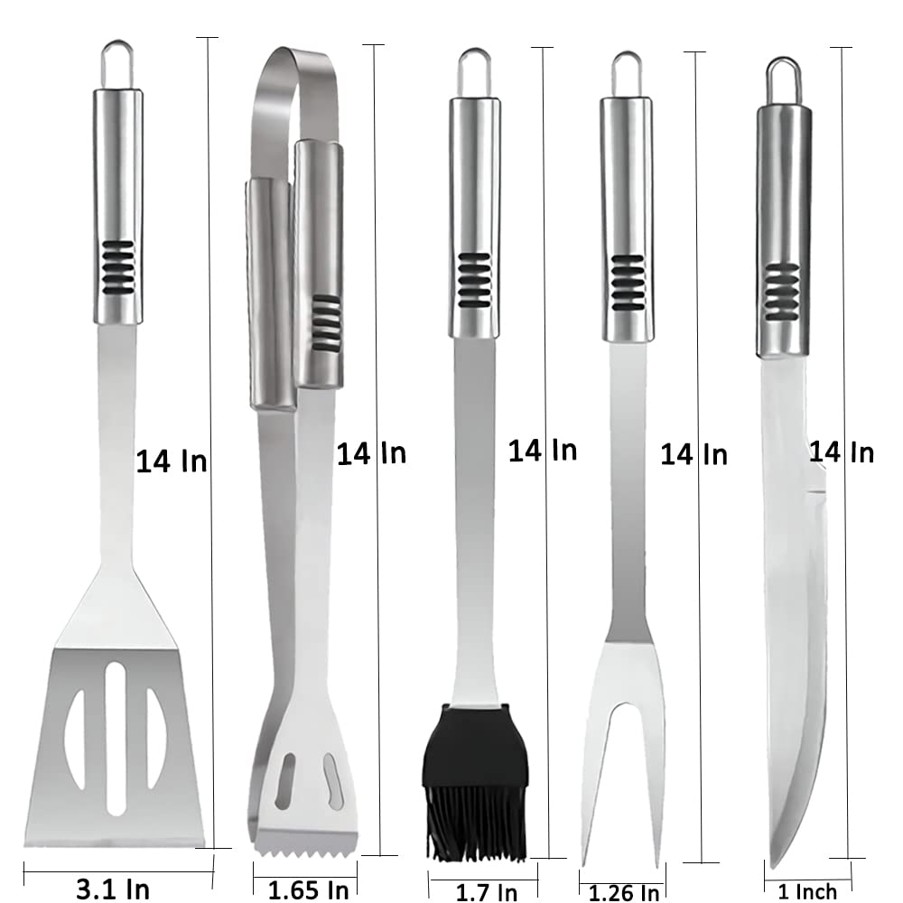 Grill Tools Set,Stainless Steel Grill Set for Men, 6pc BBQ Tools Grilling Accessories Kit with Spatula,Fork,Knife,Brush,Tongs & Carry Bag Grill Utensils Set for Outdoor Grill Dossini