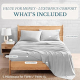 Casa Platino Twin Sheets, 3 Piece Set, Pre-Washed Ultra Soft & Breathable Bed Sheets Set, Brushed Microfiber Sheet, Fade Resistant Bedding with Deep Pockets – Silver Casa Platino