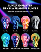 SUNLU 3D Printer Filament Bundle, Silk Filament Multicolor, Individually Vacuum Packed, Dual Color*5, Triple Color *3, 2kg in Total