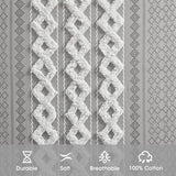 INK+IVY Imani 100% Cotton Single Panel Curtain Tufted Chenille Stripe Geometric Print Mid-Century Look Rod Pocket Top Drape for Living Room, Privacy Window Treatment for Bedroom, 50" x 84", Grey INK+IVY