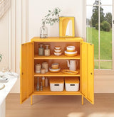 Aiasuit 2 Door Lockable Metal Storage Cabinet, 3-Tier Heavy Duty Industrial Cabinet with Removable Shelves, Easy Assembly Multi-Purpose Storage for Home Office, Yellow 40" H x 31.5" W x 15" D Aiasuit