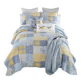 Donna Sharp Spring Flowers Summer Cotton Pieced Quilted Bedding Set - 3-Piece Queen Size Quilt Set - Includes 1 Quilt and 2 Pillow Shams - Machine Washable - Traditional Floral Design Donna Sharp