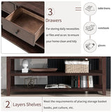 Bellemave Solid Wood Console Table with Drawers, Retro Entryway Table with 3 Drawers and 2 Open Storage Shelves, Narrow Long Sofa Table, Behind Couch Table for Living Room, Foyer and Hallway, Espresso Bellemave