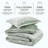 Comfort Spaces Luxe Queen Comforter Set Velvet Comforters for Queen Size Bed, Microfiber Reverse, Juliette, All Season Velvet Bedding Queen Size, Fluffy Bed Set, Sham, Full/Queen, Sage Green 3 Piece Comfort Spaces