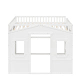Full House Loft Bed Frame for Kids, Wood Full Loft Bed with Windows and Guardrail, Playhouse Bed, Full Size Loft Bed for Boys & Girls, No Box Spring Needed, Underbed Height is 51 Inches, White Harper & Bright Designs
