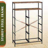 WLIVE Fabric Dresser for Bedroom with Open Shelves, Tall Dresser with 8 Drawers, Storage Tower with Fabric Bins, Chest of Drawers for Closet, Hallway, Rustic Brown Wood Grain Print WLIVE